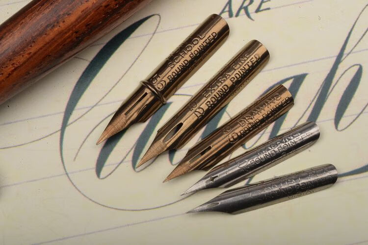 带中文纸质圆体花体英文书法es er斜杆木杆蘸水笔斜杆 新手体验套装 1