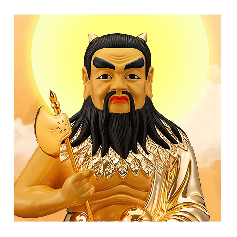 盘古画像 盘古画像挂画华夏始祖客厅书房丝绸卷轴仿古装饰画2022新款