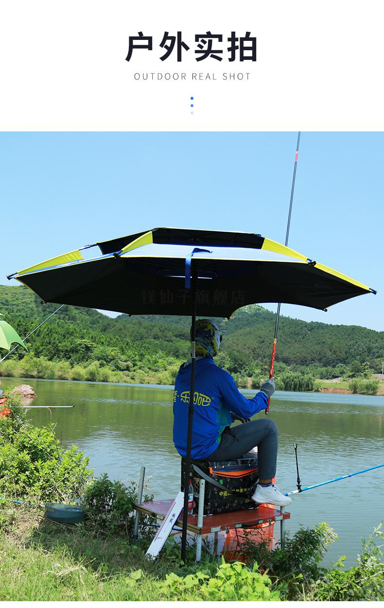 中逵乐钓吧钓鱼伞大钓伞加厚伞帽新款万向鱼伞防暴雨钓鱼专用防晒