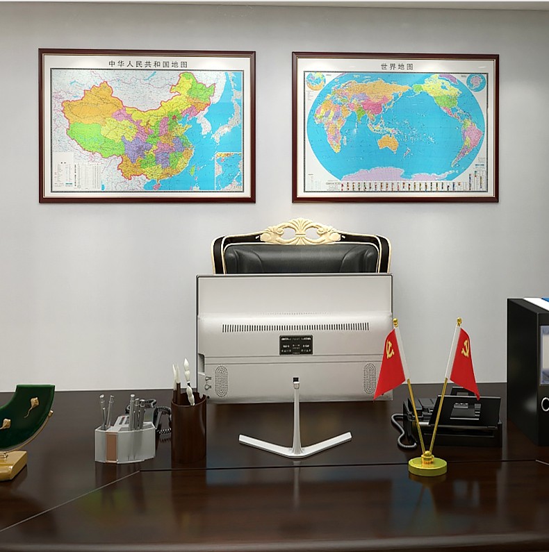 办公室装饰画书房省市带框装裱i款云南省地图70100cm带框尺寸桃木色金