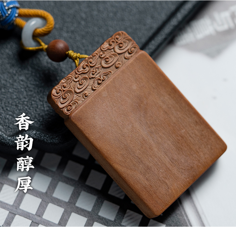 言檀印度小叶紫檀平安无事牌沉水级老山檀香木红木手把件紫檀吊坠男款