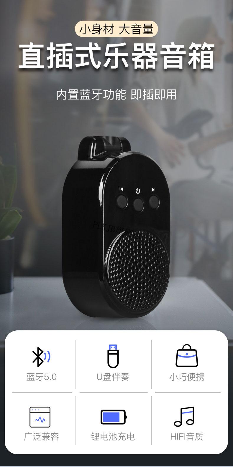 直插式小音箱扩音器电吹管专用音箱蓝牙伴奏u盘便携式音响 电吹管音箱