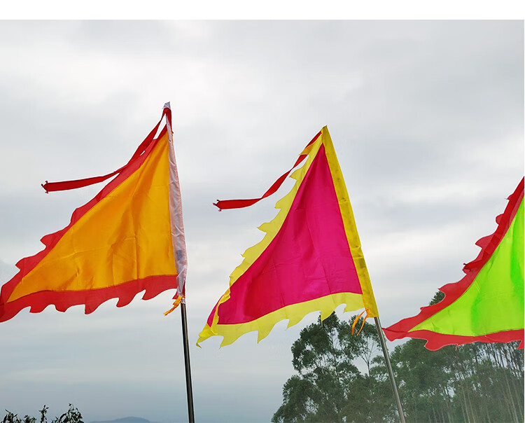 纯色红旗五色彩旗三角队旗车队引路祭祀户外防水路边布置庆典旗帜 红