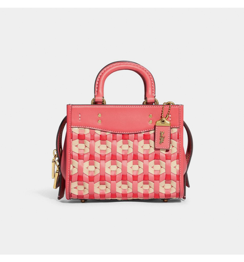 新品coach蔻驰女士编织rogue17号手袋b4混合象牙白色