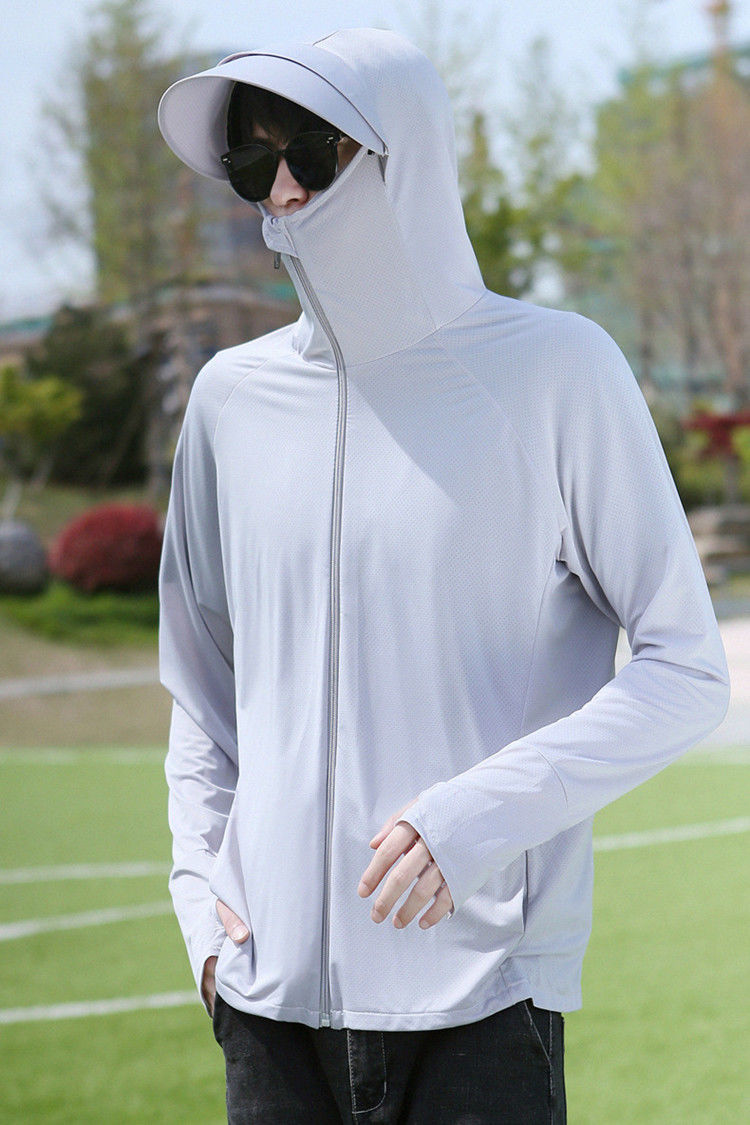 外卖遮脸冰丝防晒服男薄钓鱼皮肤衣夏防紫外线透气防晒衣骑车钓鱼旅游