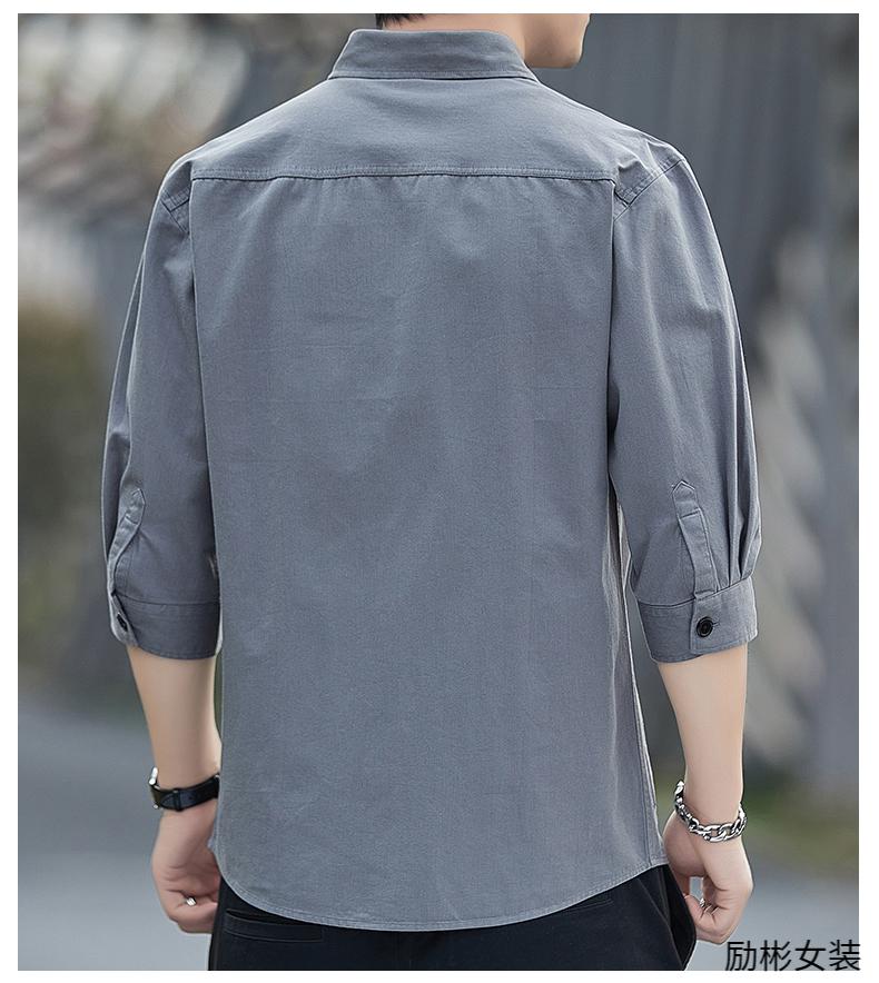 好衣郎精品男装奢凡鸟男士纯棉工装衬衫夏季衬衣男 豆绿色 l码【建议