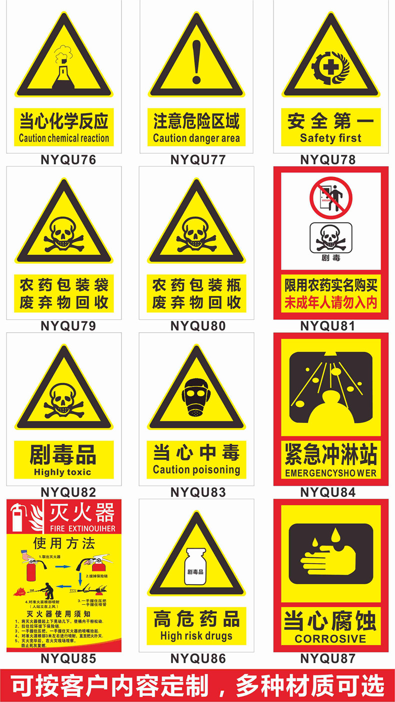 警示标示牌农药有毒分类牌区域标识牌农药制度牌农药国标颜色类别标志
