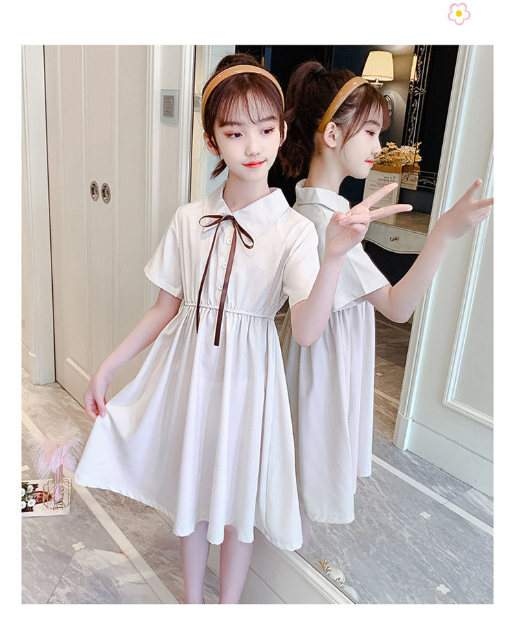 女童夏季裙子适合2-13岁小女孩穿的学院风连衣裙儿童中大童长款裙子