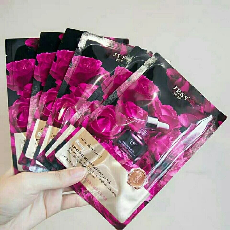 【精选】三亚玫瑰谷jess名后玫瑰精油焕肤面膜补水滋润一盒6片植贝 1