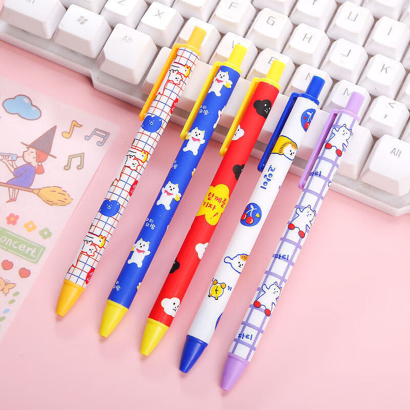 麻肉按动中性笔简高颜值按动笔黑笔in学习用品笔批发史努比6支20支