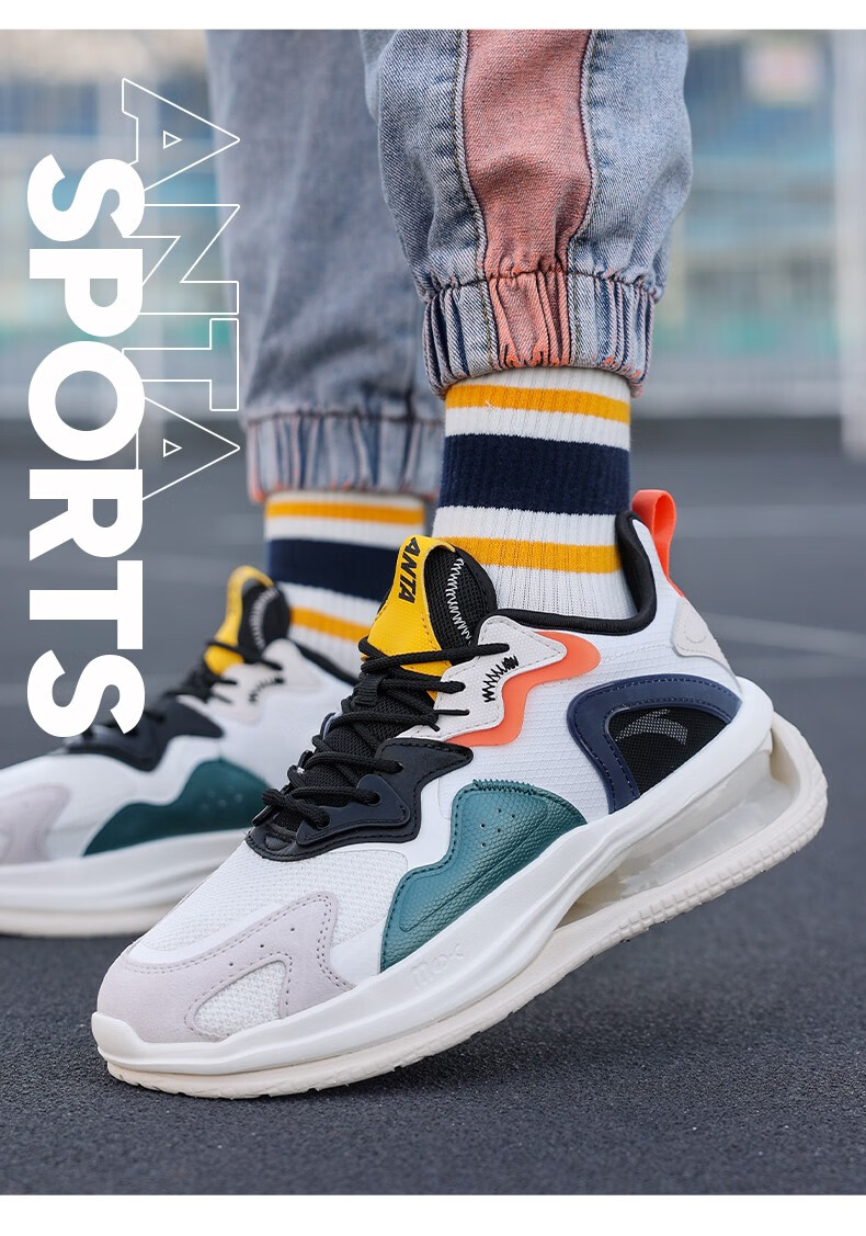 安踏弹力胶科技休闲鞋男鞋2022夏季新款透气跑步鞋男子运动鞋百搭鞋