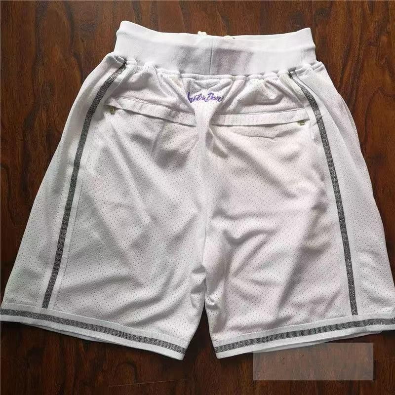 justdon复古篮球裤球衣刺绣潮牌运动裤球裤 湖人白色【印花 手环】 s