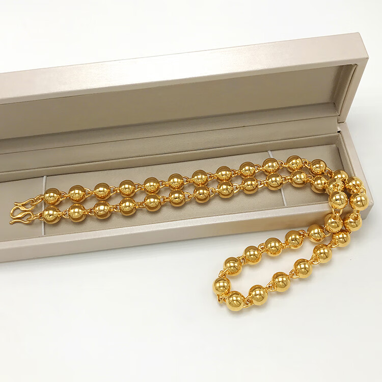 爱尚坊 越南沙金色项链男士圆珠项链欧币沙金首饰链久七夕情人节礼物