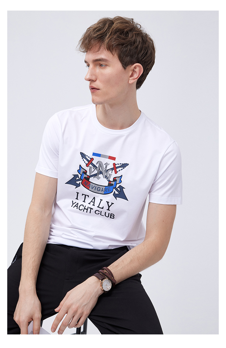 navigare意大利小帆船短袖t恤男新品夏装半袖透气短t休