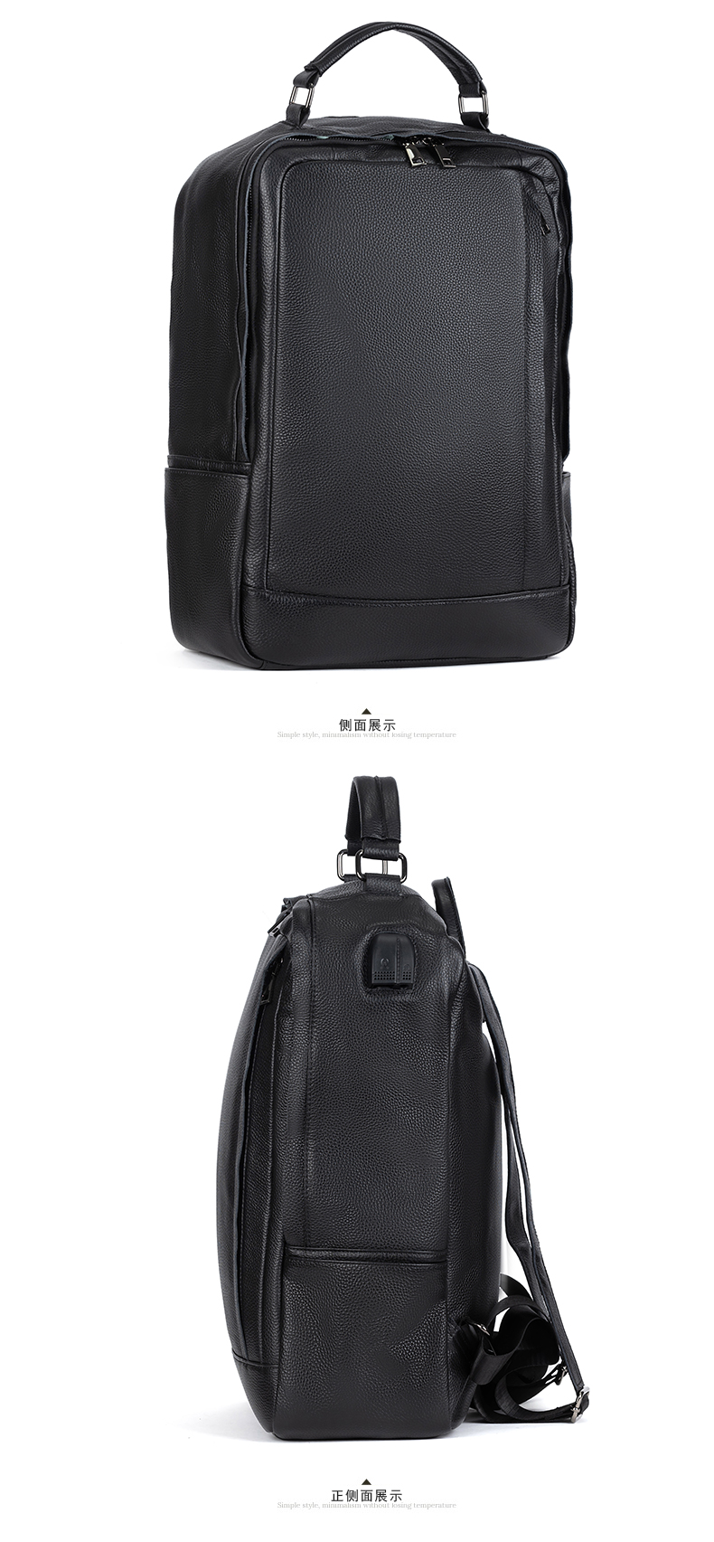 卡帝乐鳄鱼(cartelo)真皮双肩包男尾货电脑包头层牛皮背包男 头层牛皮