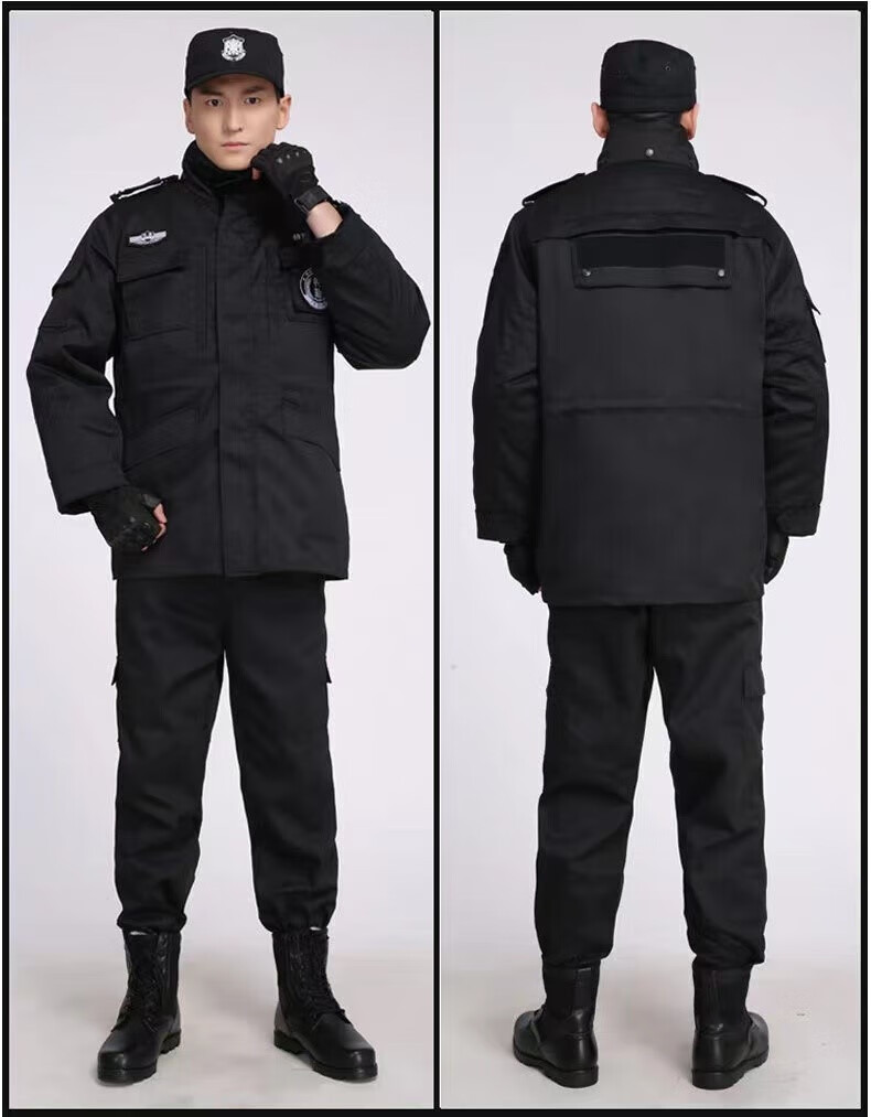保安工作服冬装棉服冬季加厚棉衣冬天作训大衣男黑色特训防寒棉袄