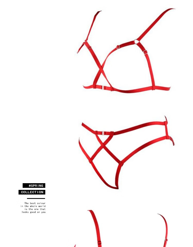 情绪内衣性感诱惑新品红色性感镂空捆绑式情调内衣套装精美情绪诱惑