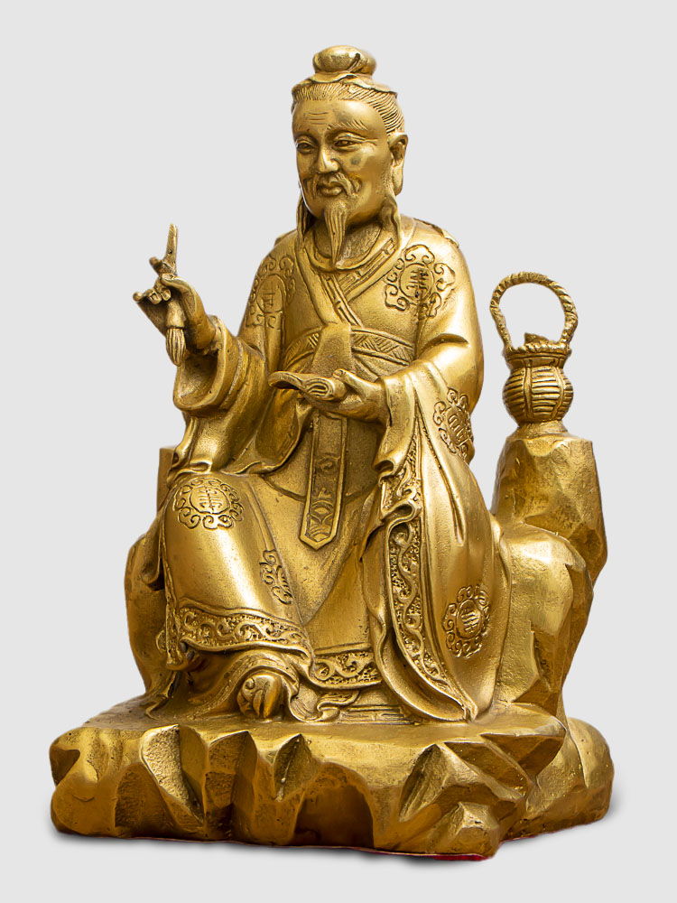 孙思邈铜像道教药王像神医孙思邈神像纯铜医圣孙真人菩萨铜像家用供奉