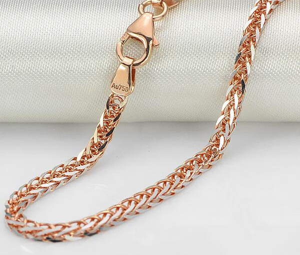 周庆祥25mm粗18k金玫瑰金肖邦项链男士加粗结实款au750素金链生日七夕