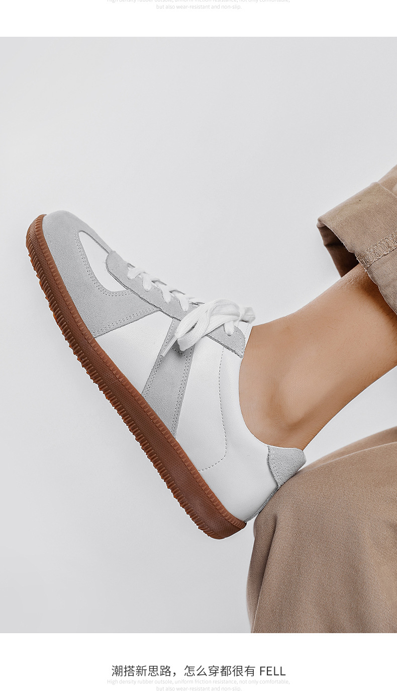 配牛仔工装裤复古德训鞋男2022秋季新款潮流运动单鞋男士小白鞋低帮