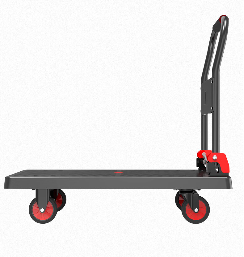 小推车拉货平板车搬运车折叠万向轮快递用拖车小拉车手推车 黑色板87*