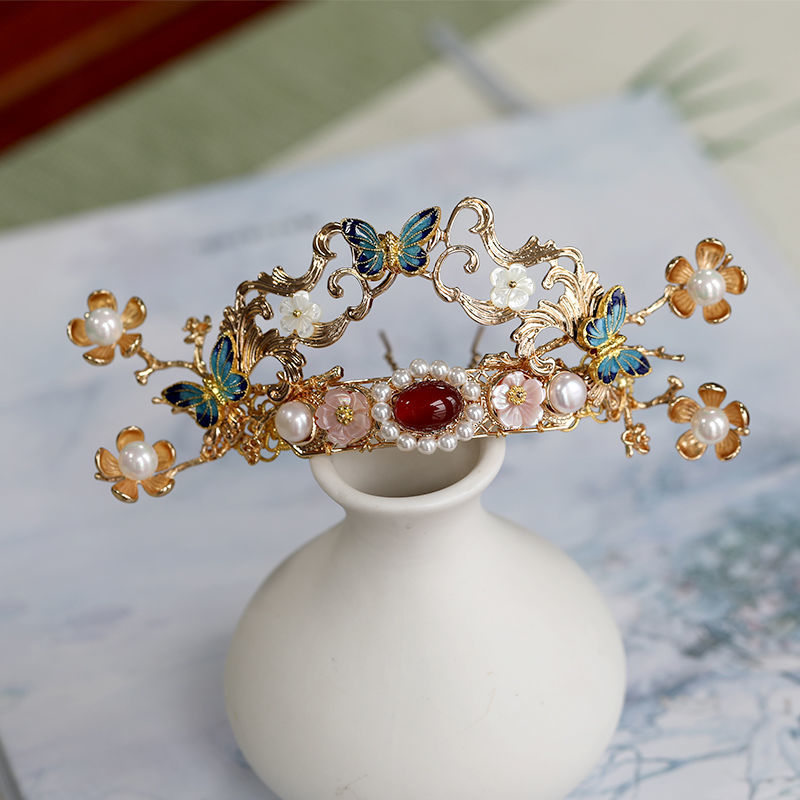 盈娃 汉服头饰头冠儿童凤冠女童发饰超仙古装发冠长流苏演出皇冠中国