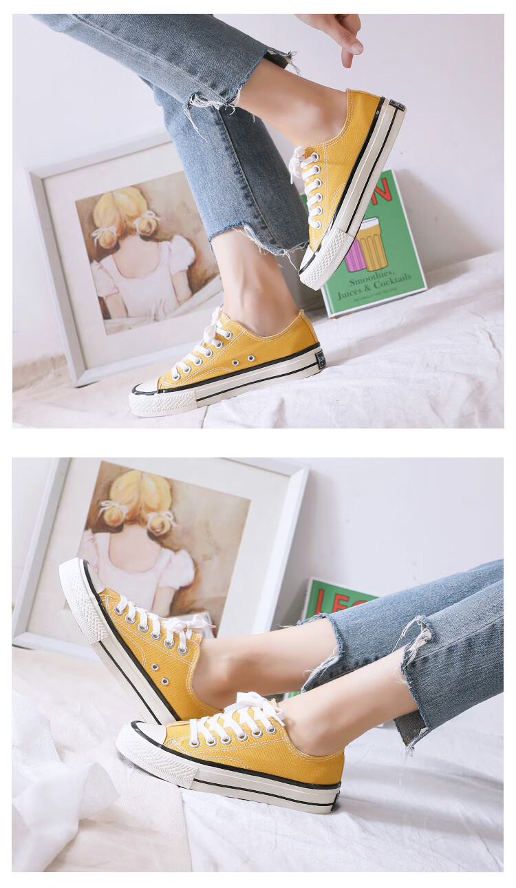 复古帆布鞋女春新款学生情侣款女鞋 黄色 38【图片 价格 品牌 报价】