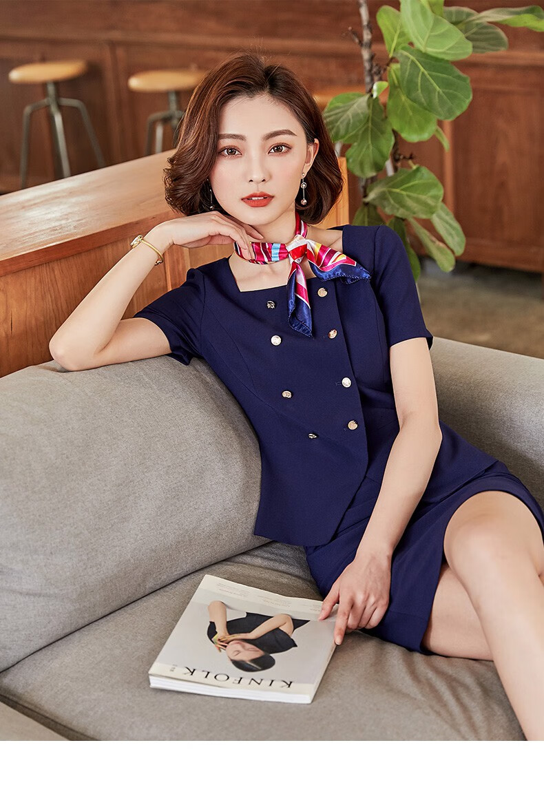 舒弗星职业装套装女夏季时尚气质售楼部工作服空姐制服售楼中心接待工