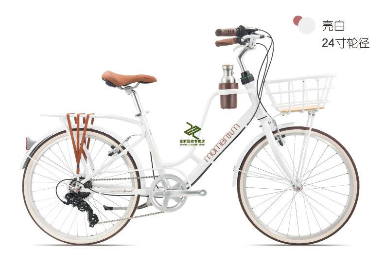 latte拿铁7速休闲通勤女复古运动咖啡铝合金自行车浅亚麻色24英寸7速