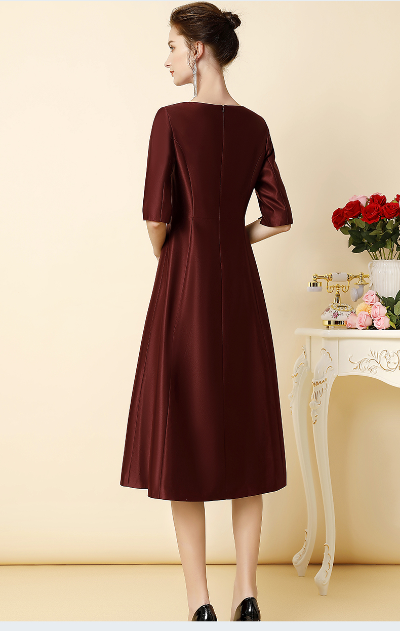 儿子结婚妈妈穿的喜庆衣服夏季高端大气喜婆婆装礼服婚宴酒红色xxl