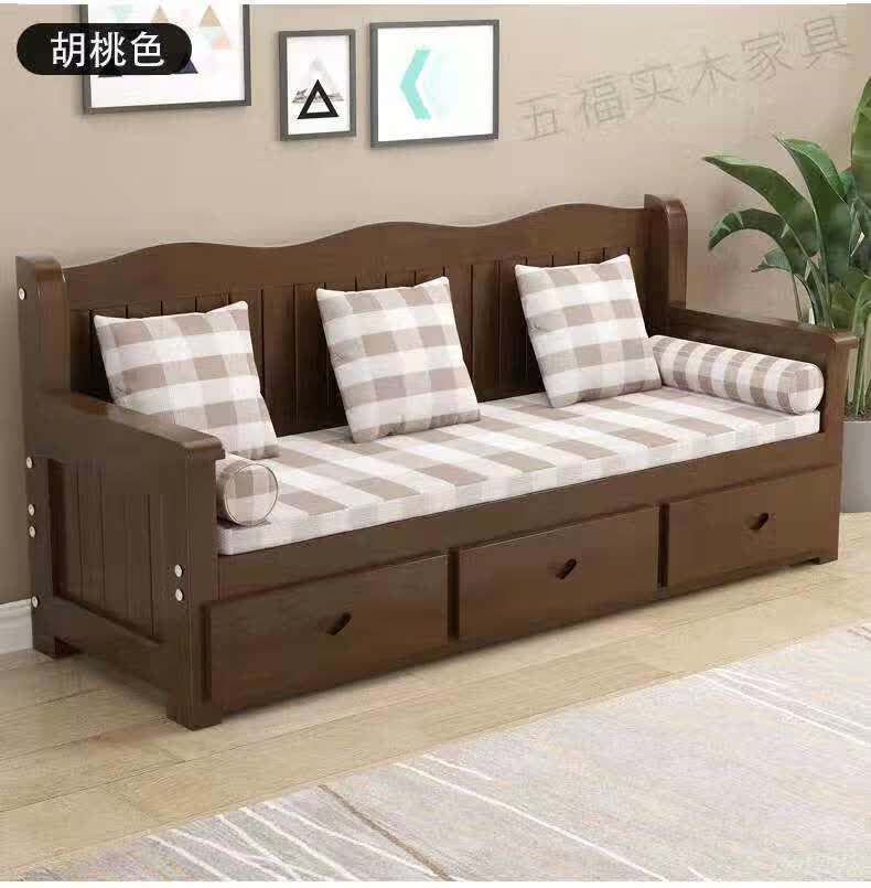 带抽屉的沙发 新中式实木沙发带储物抽屉经济型小户型客厅双人三人位