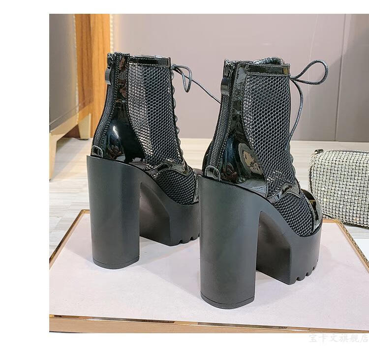 舞台高跟鞋dj女歌手舞台演出鞋子dj舞台演出台高跟厚底女鞋 白色 34