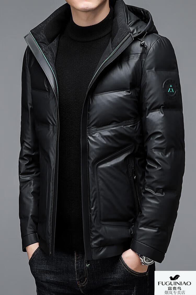 富贵鸟【本地仓】品牌男装冬季新款男士亮皮羽绒服牛奶皮服加厚免洗