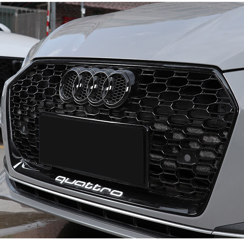 奥迪黑色车标贴a3la4la6lq2q5lq3q7汽车四环中网尾标贴前脸改装黑武士