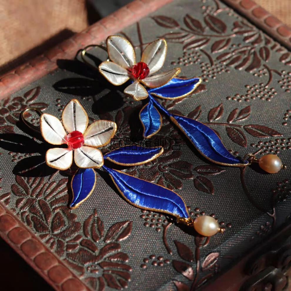 古风汉服中国风耳挂坠现货原创设计复古桃花耳饰 缠花耳环款一【图片