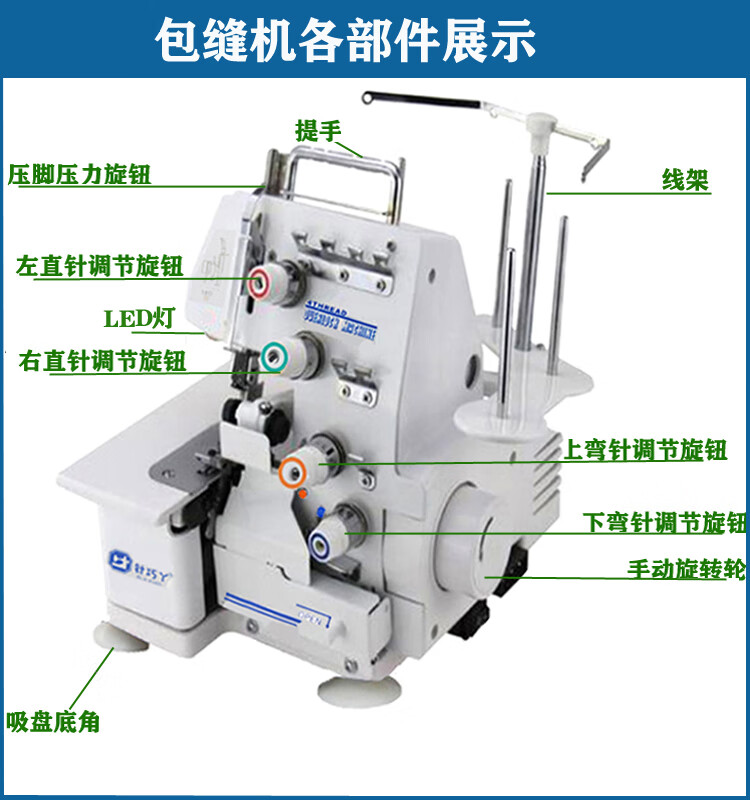 四线锁边包缝机缝纫家用电动台式三线锁边木耳边卷边密拷机 针巧丫绷