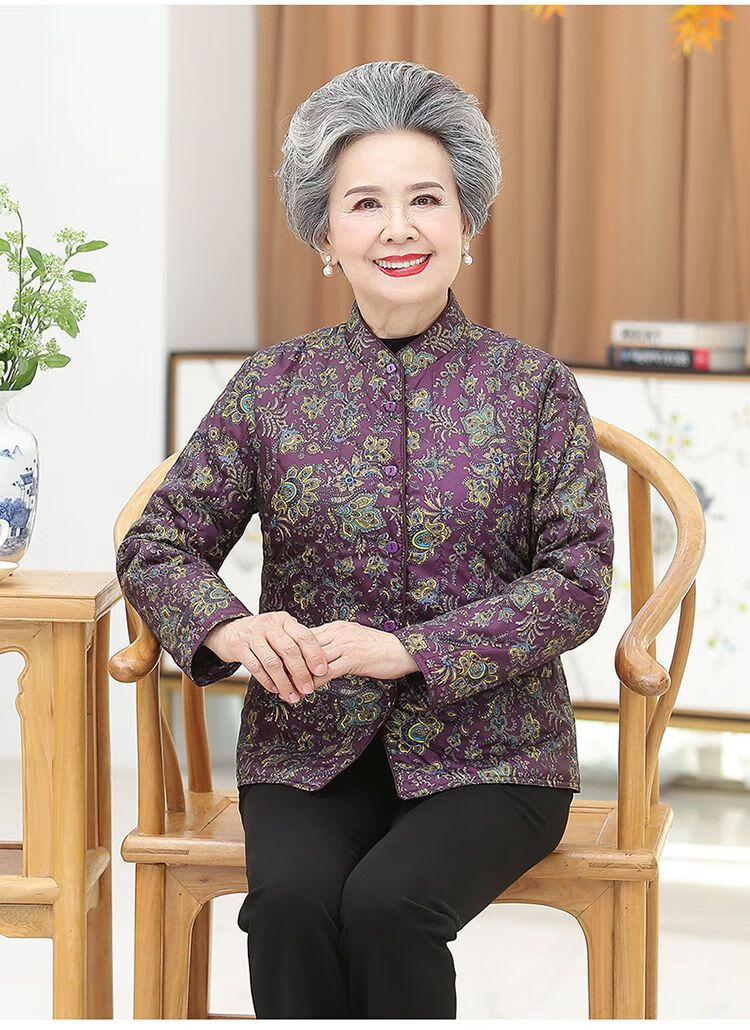 薄袄女贴身 中保暖加厚棉衣精梳丝棉奶奶棉服秋冬装 富贵紫 5xl 建议