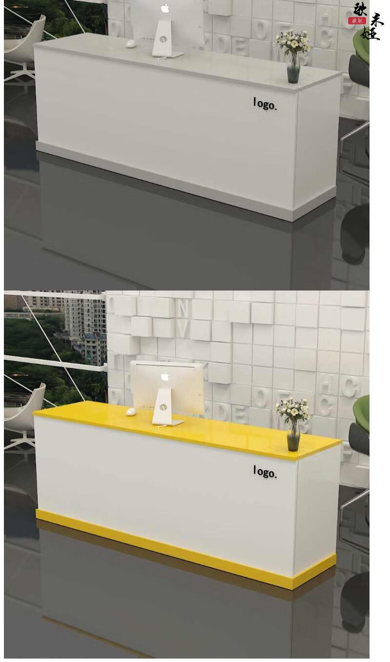 前台接待台 前台桌木头转角实木烤漆收银台店铺小型吧台柜台前台接待