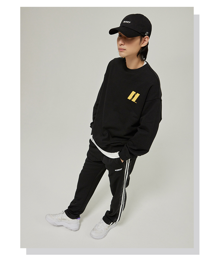 nerdy卫衣潮牌2021年新款dna早秋套头舒适宽松圆领长袖男运动上衣黑色