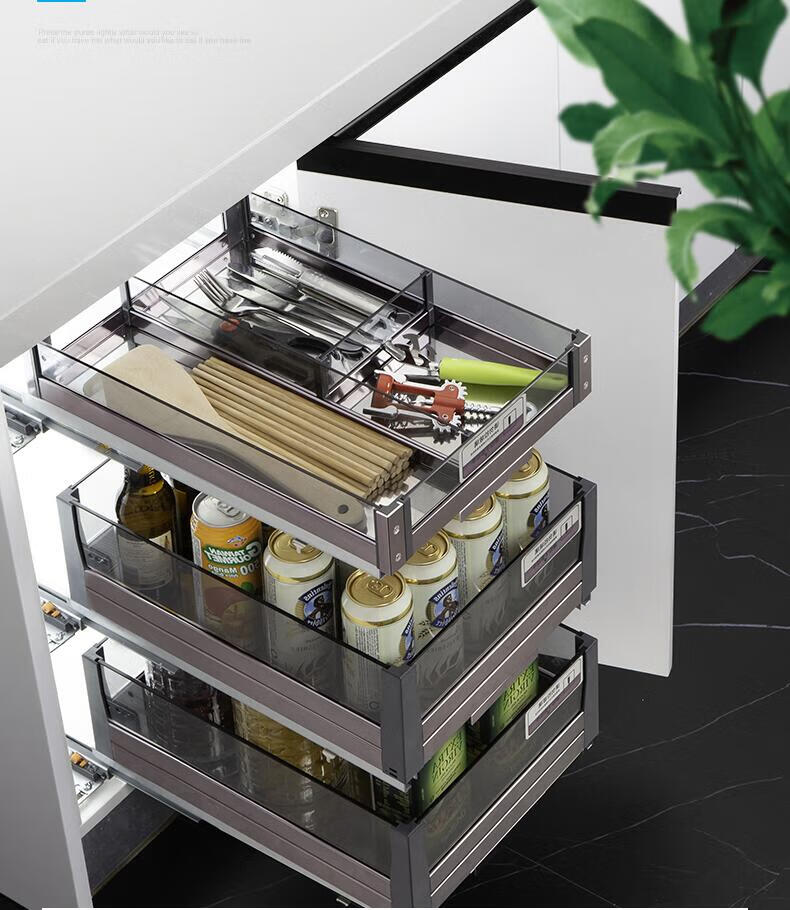 安歌利 调味料拉篮调味拉篮调料拉篮调味料调味拉篮厨房橱柜双层抽屉