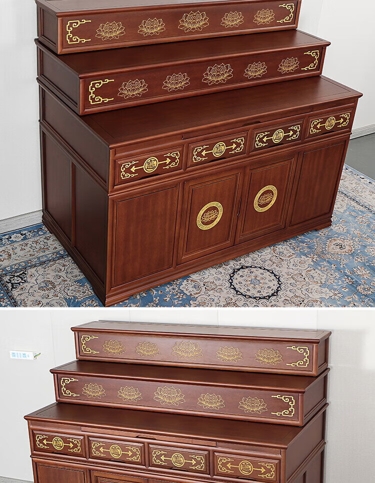 实木三层供桌佛台家用新中式多层神台藏式阶梯式供台现代佛堂佛龛