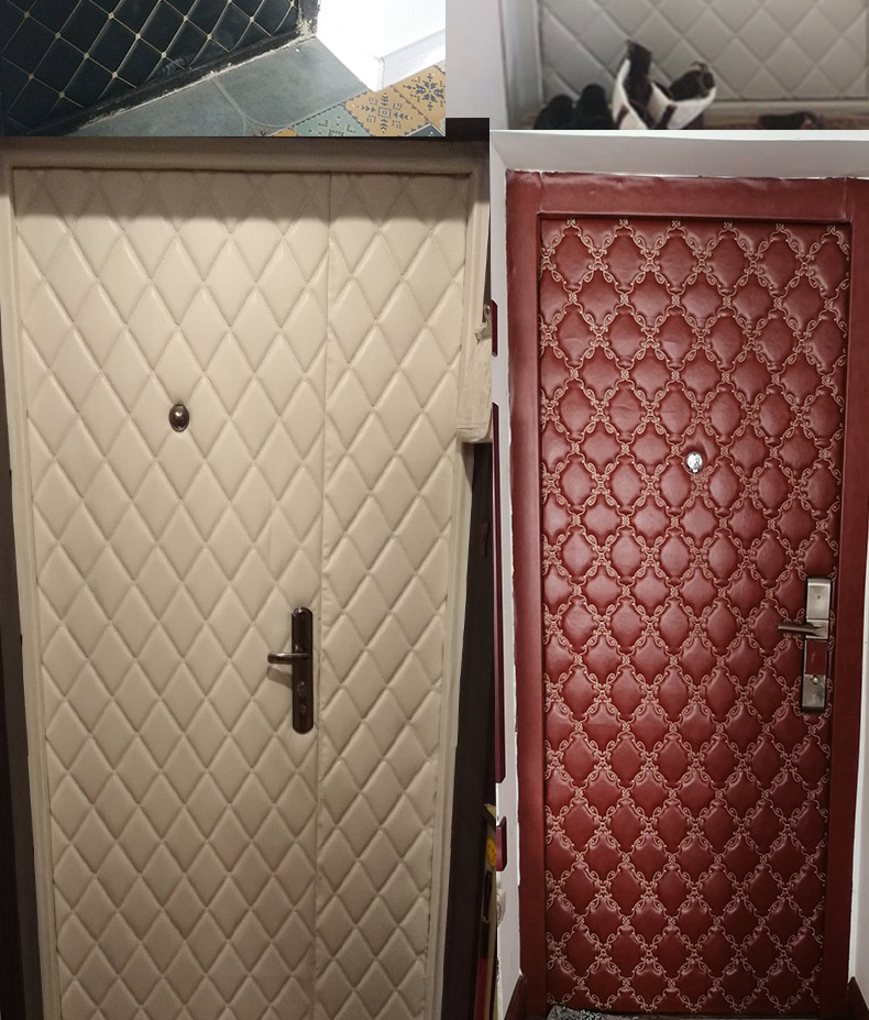 入户门隔音软包 防盗门软包材料包门皮革软包带海绵加厚入户门防风