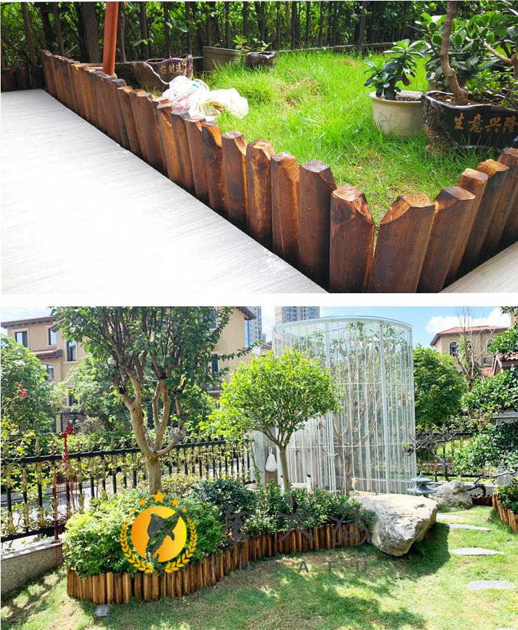 墙户外碳化木桩隔断小篱笆花圃花池花坛围栏装饰花园庭院防腐木栅栏