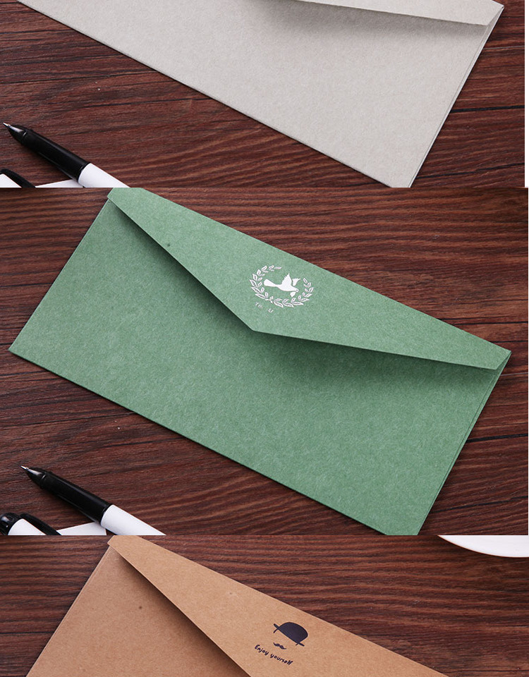 复古彩色烫金西式信封 200克加厚商务邀请函装饰空白信封 加厚米白