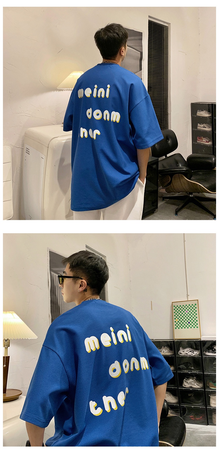 clawmoney短袖恤男夏季港风宽松字母体恤潮牌潮流百搭学院风上衣白色m