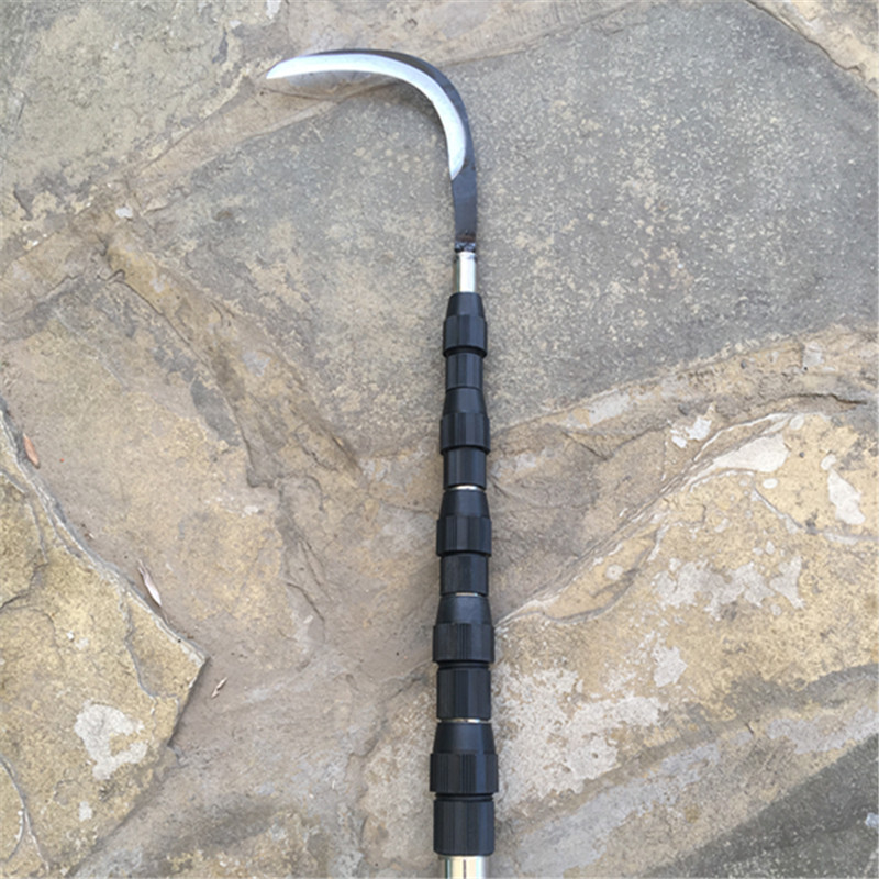 超轻加厚双锁铝合金割摘槟榔杆防电不锈钢槟榔刀12米6节伸缩杆 10米