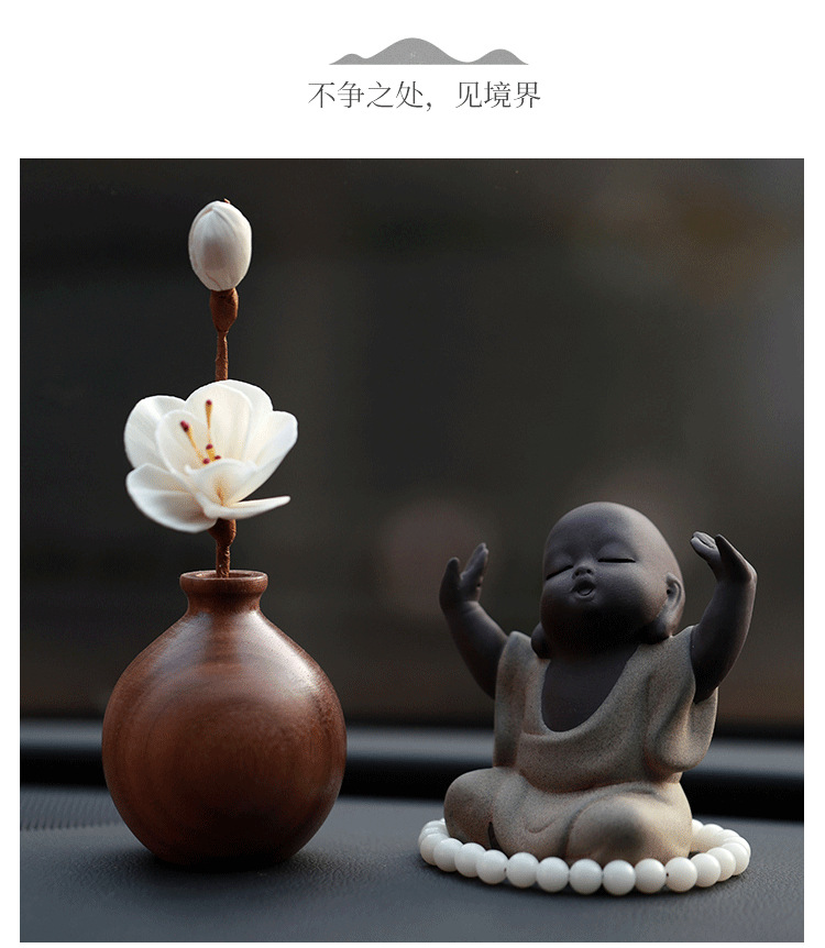 装饰品摆件佛像佛系汽车摆件汽车内装饰用品禅意创意男女车载原木如来