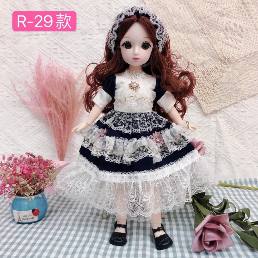 萌娃30厘米芭比娃娃公主套装3d眼23关节6分bjd网红娃娃儿童礼物创意