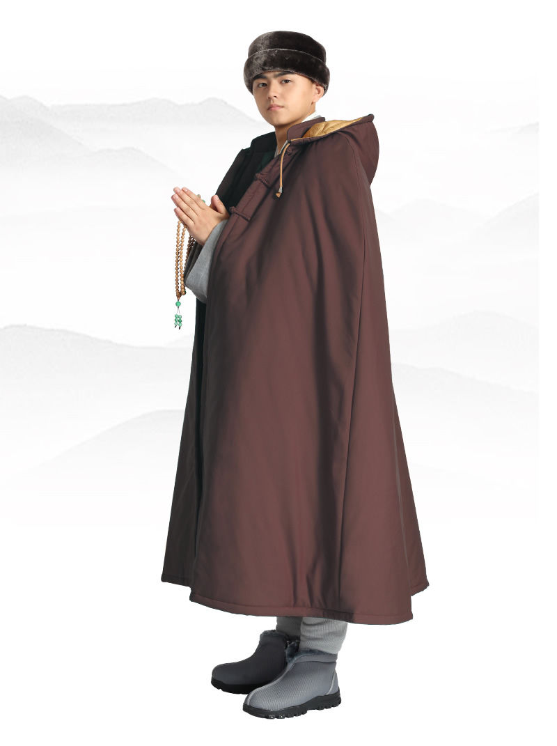 禅修打坐披风尚远打坐披风禅修长披风土黄色双层加厚棉冬季披风僧服