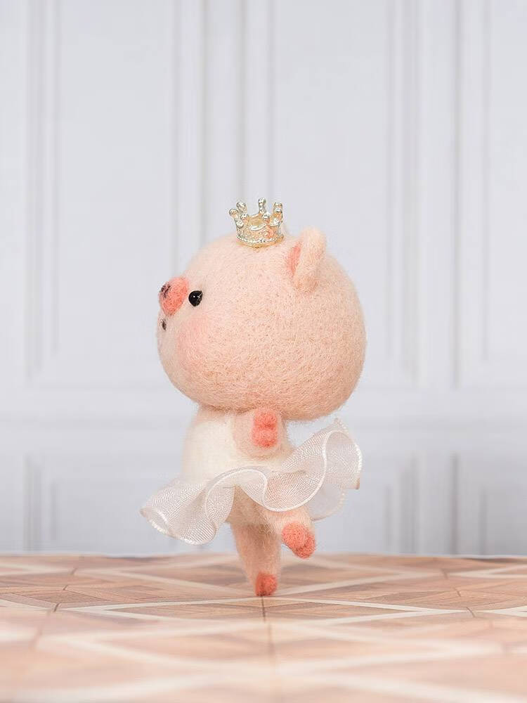 羊毛毡戳戳乐diy材料包 情侣手工制作玩偶礼物钥匙车挂小猪 【兔小猪